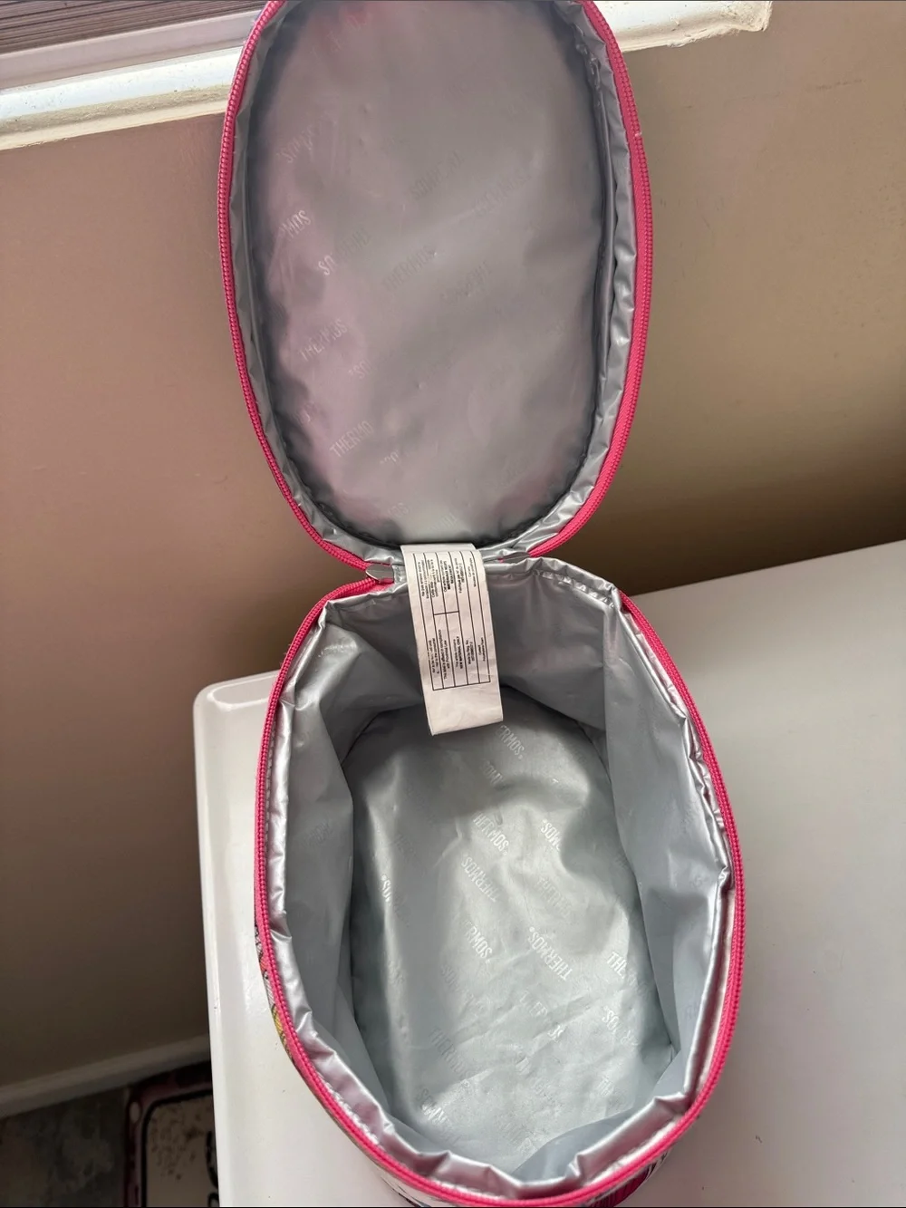 Navy and Multicolor Printed Cosmetic Train Case with Coral Trim